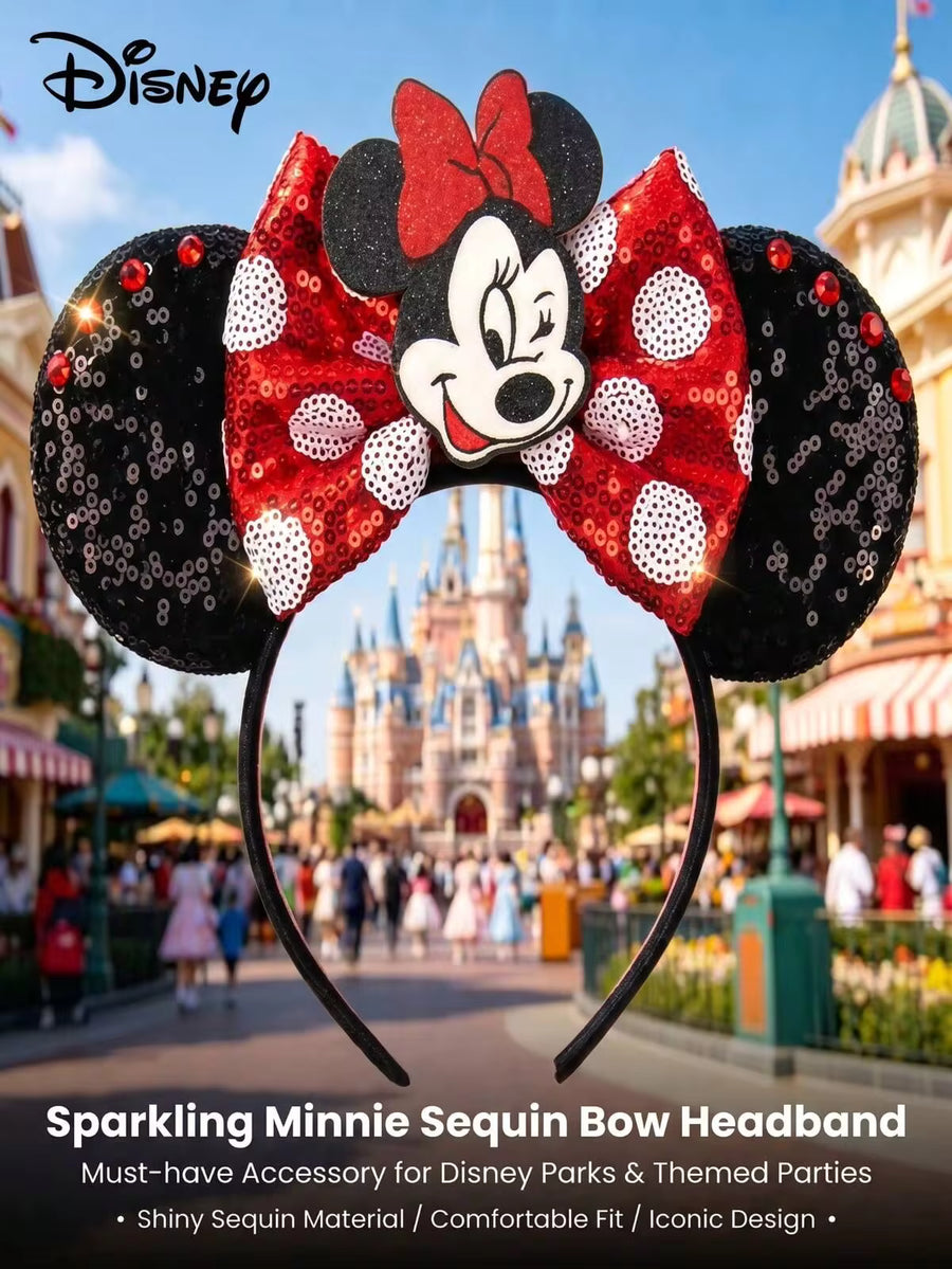 Disney 1pc Mickey & Minnie Bow Headband, Party/Theme Park/Holiday Hair Accessory Headband, Birthday Gift
